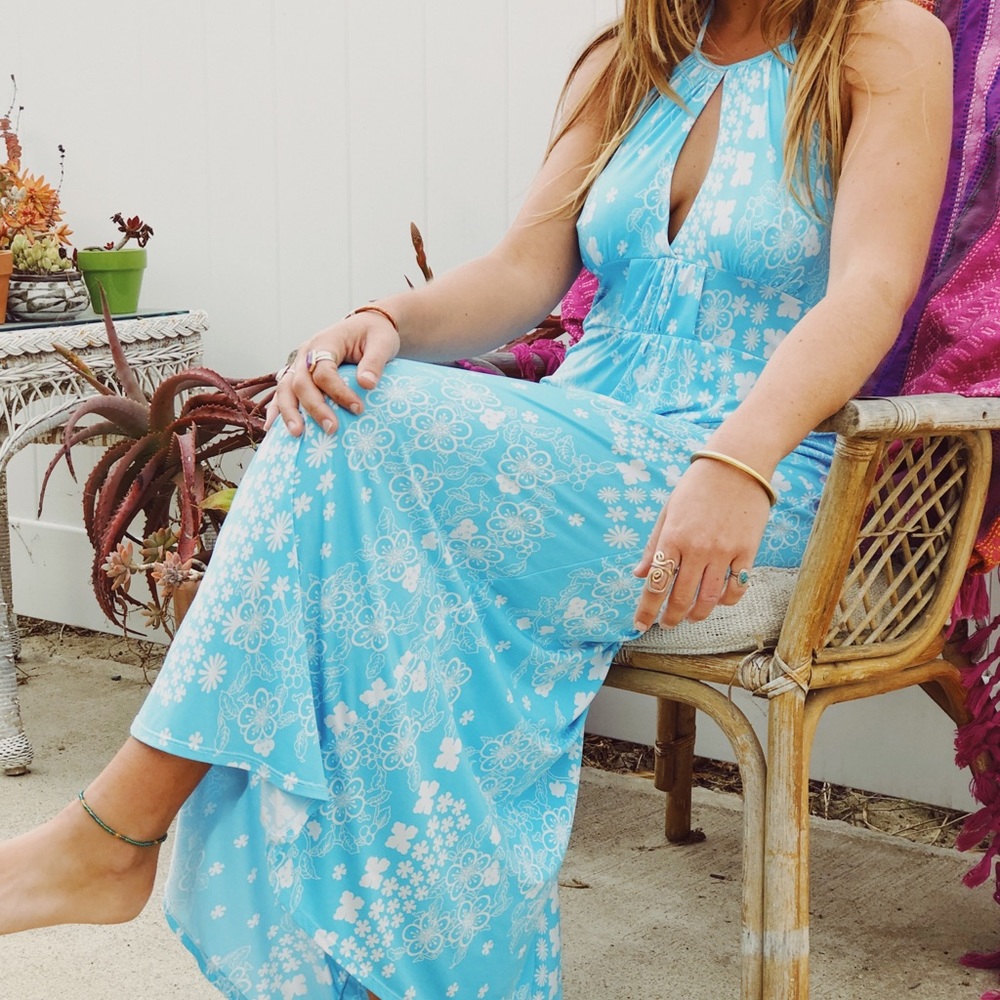 Vintage 90’s Flower Power Maxi Halter Dress